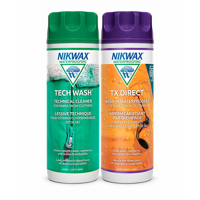 Nikwax TECH WASH & TX DIRECT 300ml Twin Pack Clothing Waterproofing Walking  5020716010303
