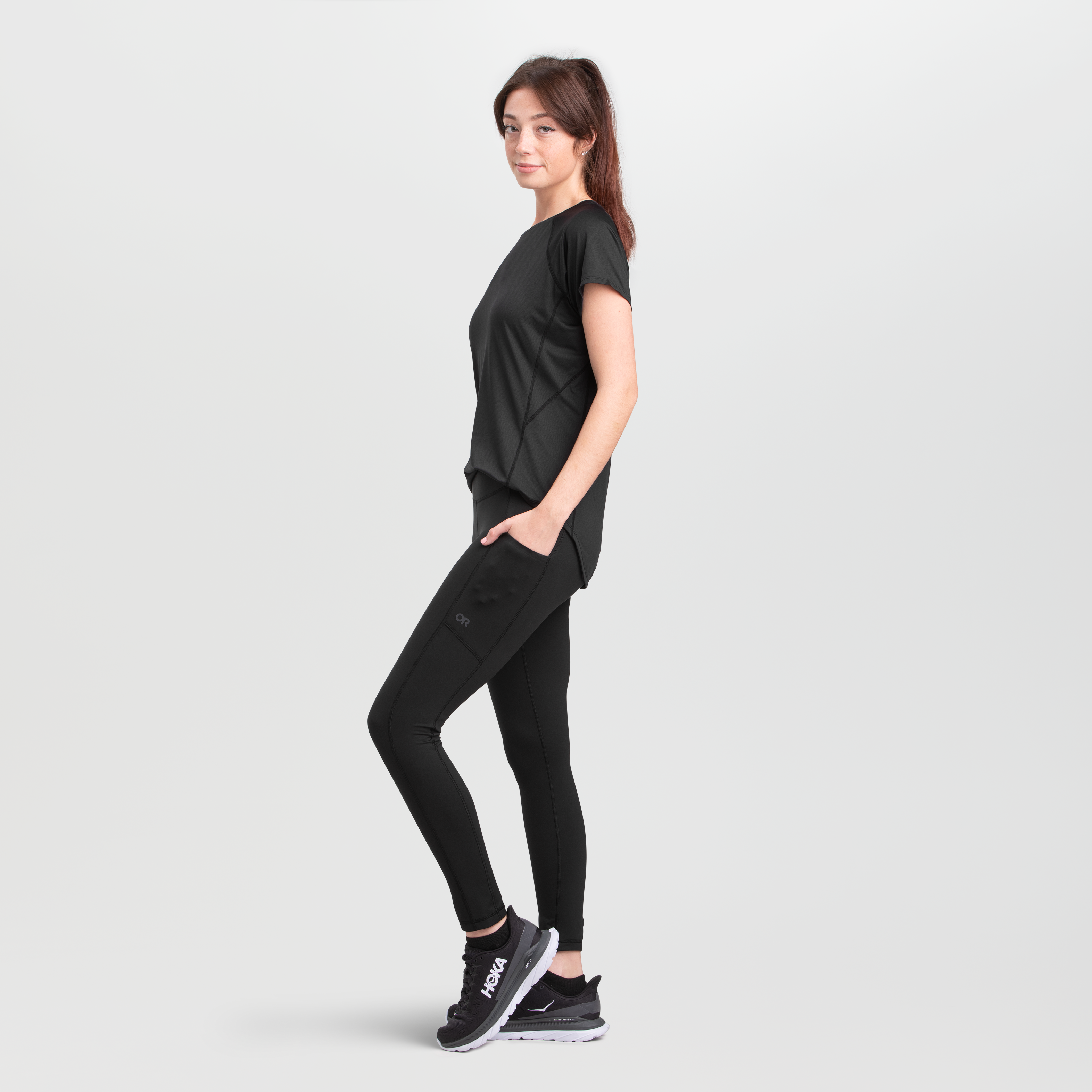 Styli Black Color-Block Sports T-Shirt Leggings Set