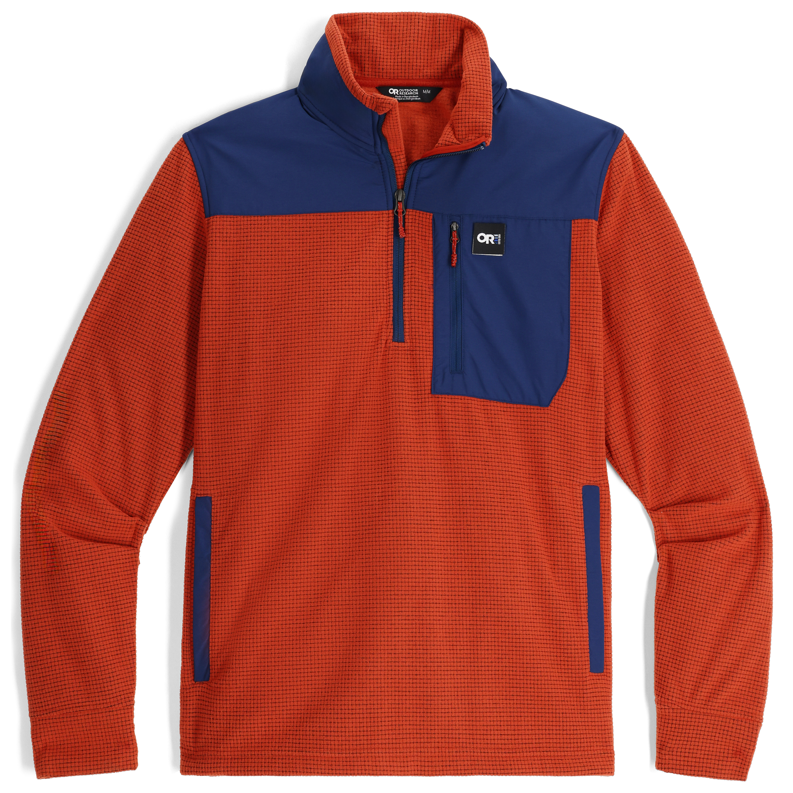 Outdoor Research store Men's Trail Mix Fleece Hoodie Orange Blue Size Medium